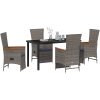 5-delars trädgårds matsalsset med kuddar - Grå poly rattan. vidaXL 140 x 70 x 73 cm – miniatyr 3
