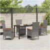 5-delars trädgårds matsalsset med kuddar - Grå poly rattan. vidaXL 140 x 70 x 73 cm – miniatyr 4