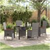 5-delars trädgårds matsalsset med kuddar - Grå poly rattan. vidaXL 140 x 70 x 73 cm – miniatyr 1