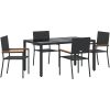 5 Delars Trädgårds Matsalsset Svart Poly Rattan vidaXL 4 - Sits – miniatyr 2