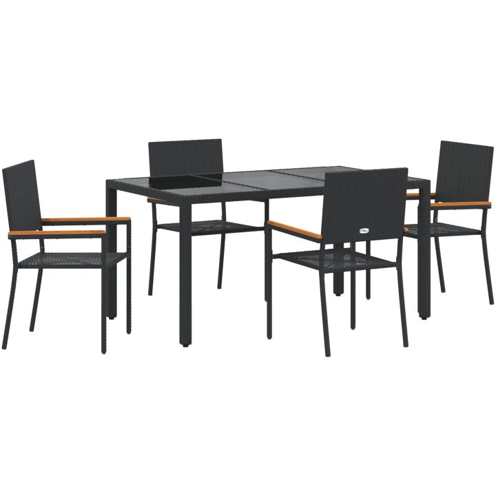5 Delars Trädgårds Matsalsset Svart Poly Rattan vidaXL 4 - Sits – bild 2