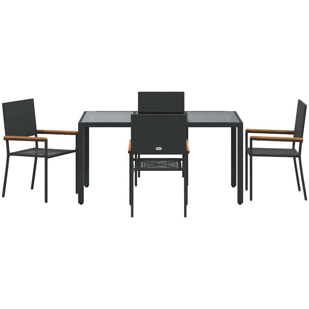 5 Delars Trädgårds Matsalsset Svart Poly Rattan vidaXL 4 - Sits – bild 7