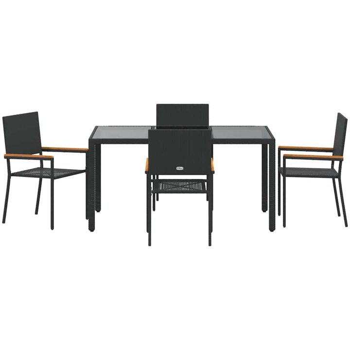 5 Delars Trädgårds Matsalsset Svart Poly Rattan vidaXL 4 - Sits – bild 7