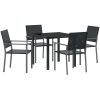 5-delars trädgårds matsalsset svart poly rattan vidaXL 54x62.5x89 cm – miniatyr 2