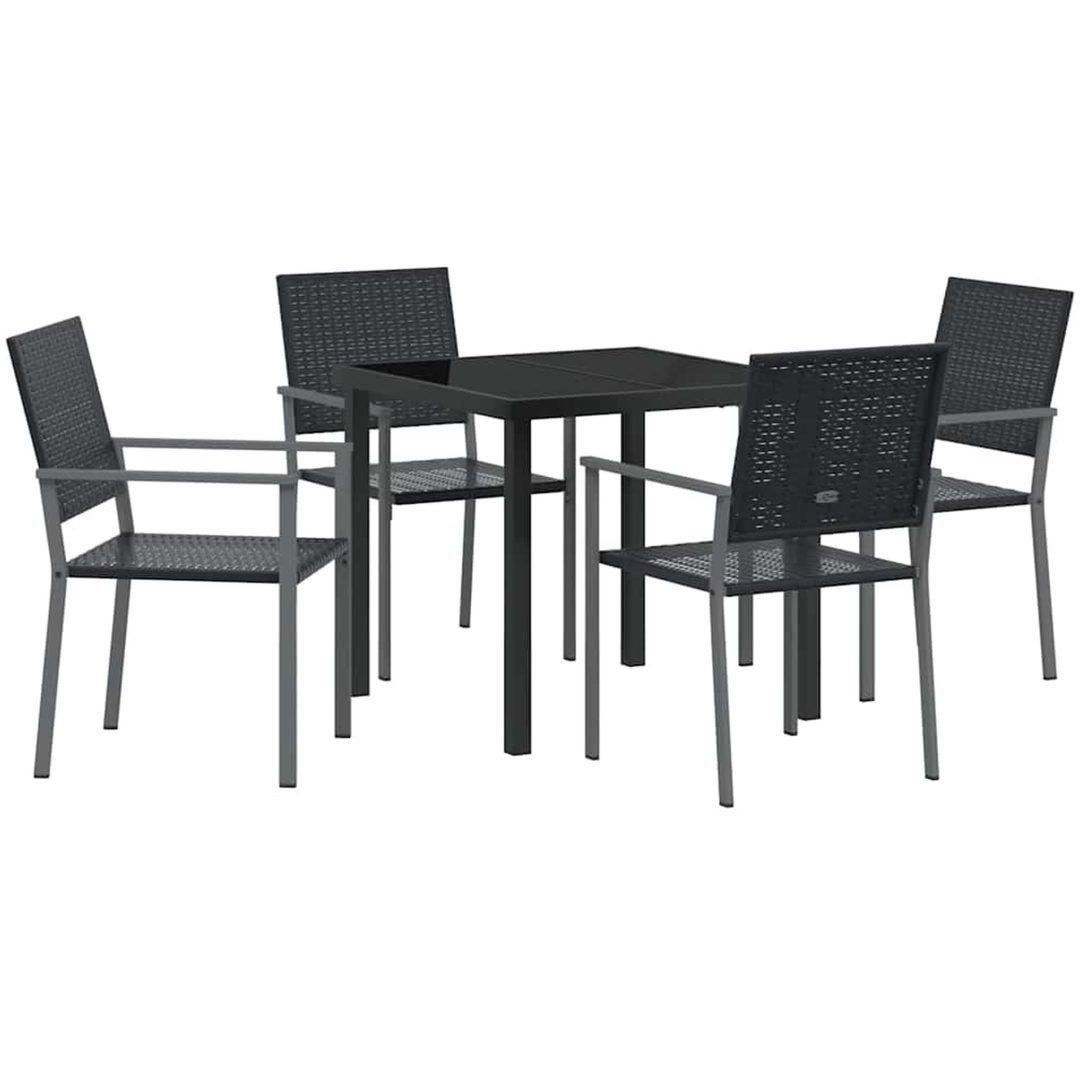 5-delars trädgårds matsalsset svart poly rattan vidaXL 54x62.5x89 cm – bild 2