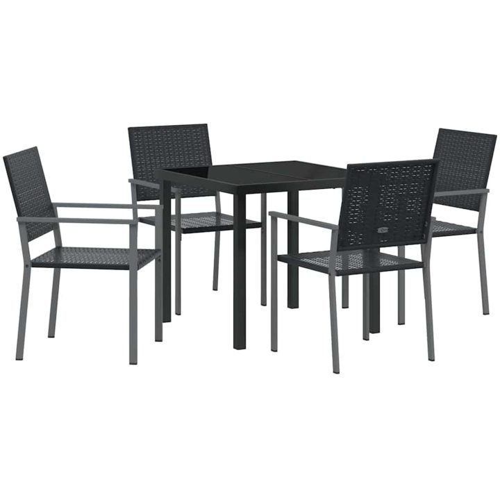 5-delars trädgårds matsalsset svart poly rattan vidaXL 54x62.5x89 cm – bild 2