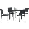 5-delars trädgårds matsalsset svart poly rattan vidaXL 54x62.5x89 cm – miniatyr 3