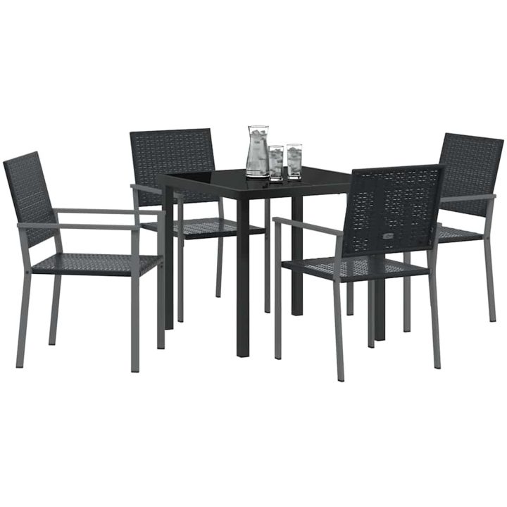 5-delars trädgårds matsalsset svart poly rattan vidaXL 54x62.5x89 cm – bild 3