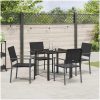 5-delars trädgårds matsalsset svart poly rattan vidaXL 54x62.5x89 cm – miniatyr 4