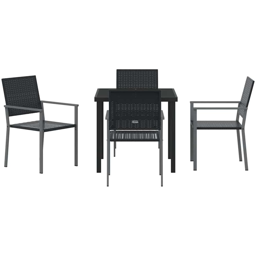 5-delars trädgårds matsalsset svart poly rattan vidaXL 54x62.5x89 cm – bild 6