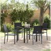 5-delars trädgårds matsalsset svart poly rattan vidaXL 54x62.5x89 cm – miniatyr 1