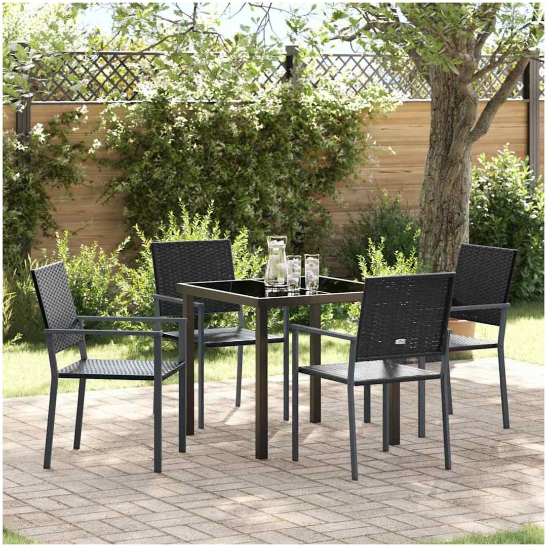 5-delars trädgårds matsalsset svart poly rattan vidaXL 54x62.5x89 cm