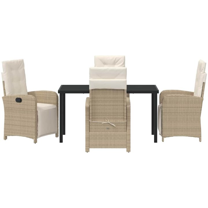 5 Delars Trädgårds Matset med Kuddar Beige Poly Rattan vidaXL Medium – bild 7