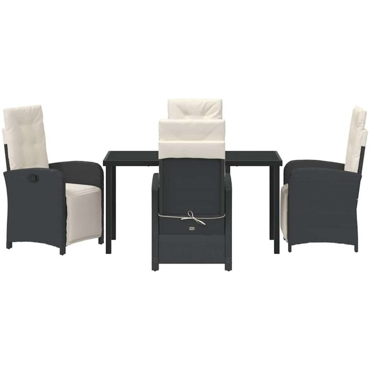 5 Delars Trädgårds Matset med Kuddar Svart Poly Rattan vidaXL 4 - Sits – bild 7