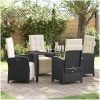 5 Delars Trädgårds Matset med Kuddar Svart Poly Rattan vidaXL 4 - Sits – miniatyr 1