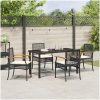 5 Delars Trädgårdsbord Med Kuddar Svart Poly Rattan vidaXL 140 x 80 x 73 cm – miniatyr 4