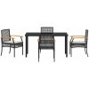 5 Delars Trädgårdsbord Med Kuddar Svart Poly Rattan vidaXL 140 x 80 x 73 cm – miniatyr 7