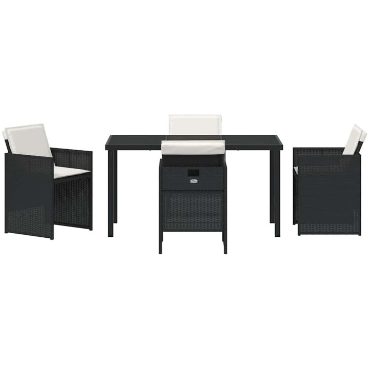 5-delars trädgårdsbord med kuddar, svart polyrotting vidaXL 140 x 70 x 73 cm – bild 7