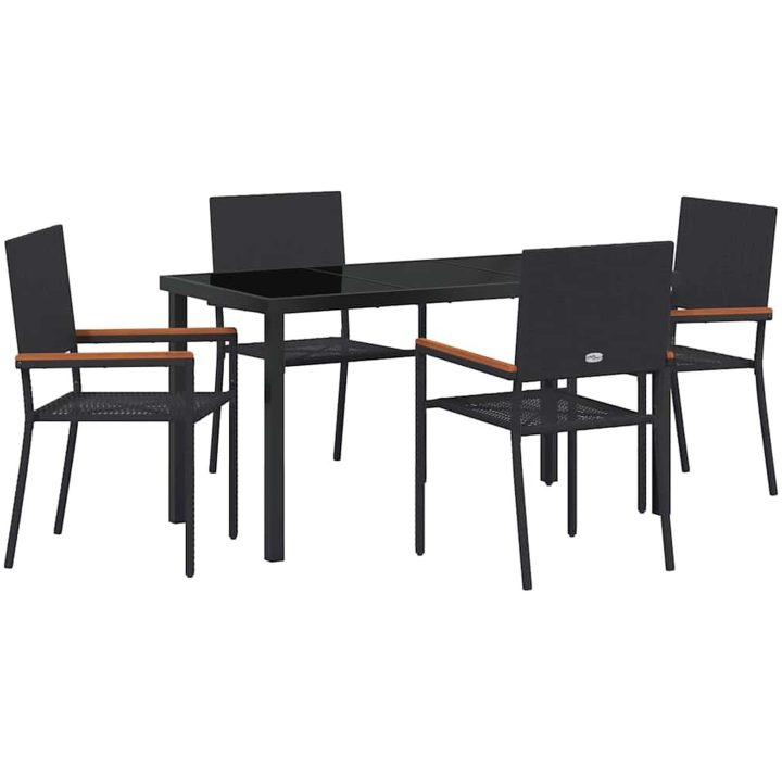 5-delars trädgårdsbordset i svart polyrotting vidaXL 140 x 70 x 73 cm – bild 2