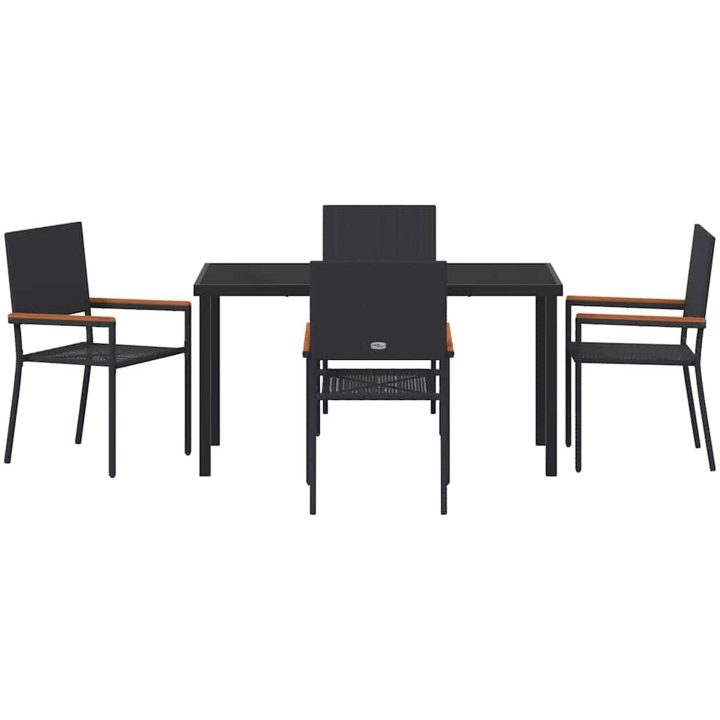 5-delars trädgårdsbordset i svart polyrotting vidaXL 140 x 70 x 73 cm – bild 6