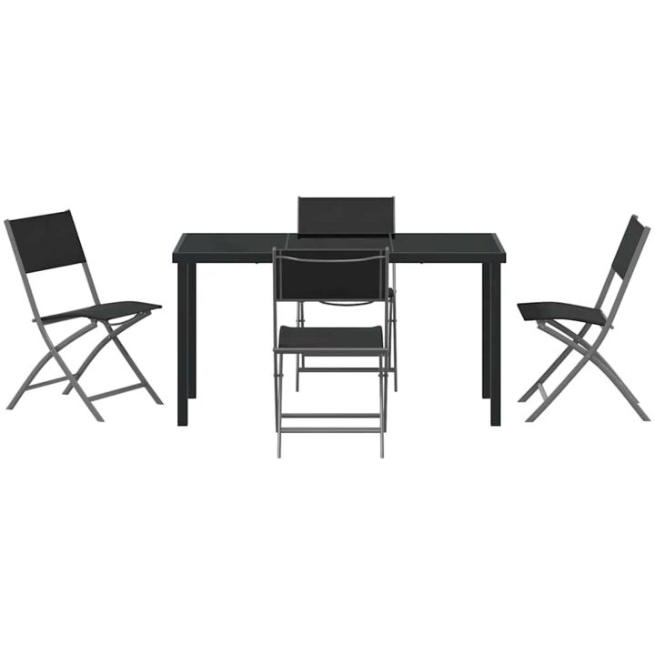 5-delars Trädgårdsbordset i Svart Textilene och Stål vidaXL 140 x 70 x 73 cm – bild 6