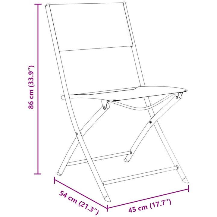 5-delars Trädgårdsbordset i Svart Textilene och Stål vidaXL 140 x 70 x 73 cm – bild 8