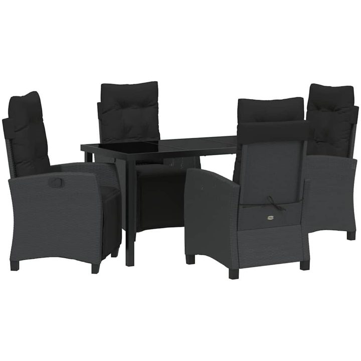 5 Delars Trädgårdsbordset Svart Poly Rattan vidaXL 57 x 66 x 93 cm – bild 2