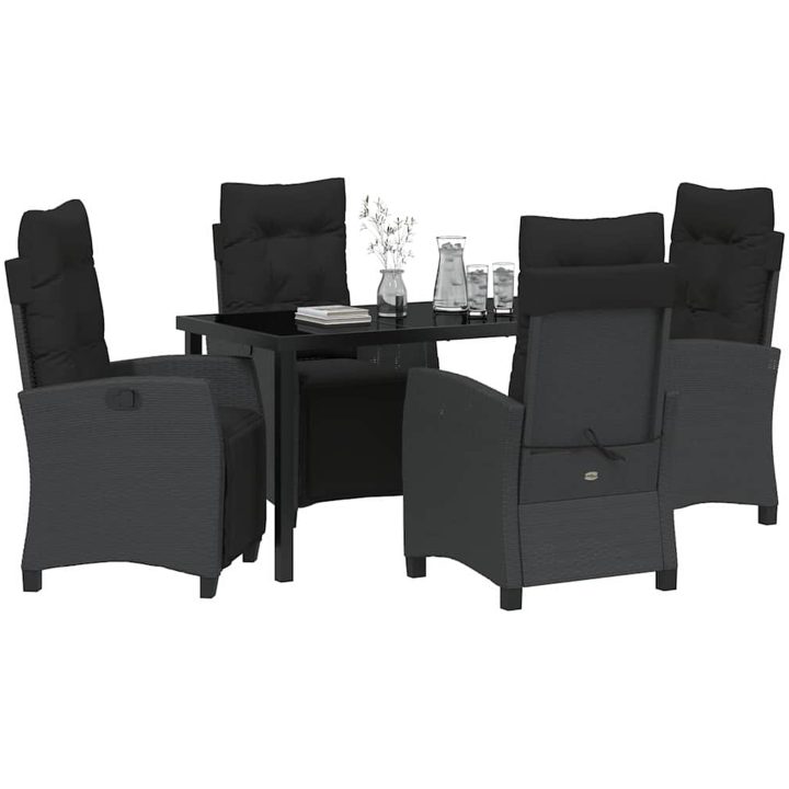 5 Delars Trädgårdsbordset Svart Poly Rattan vidaXL 57 x 66 x 93 cm – bild 3