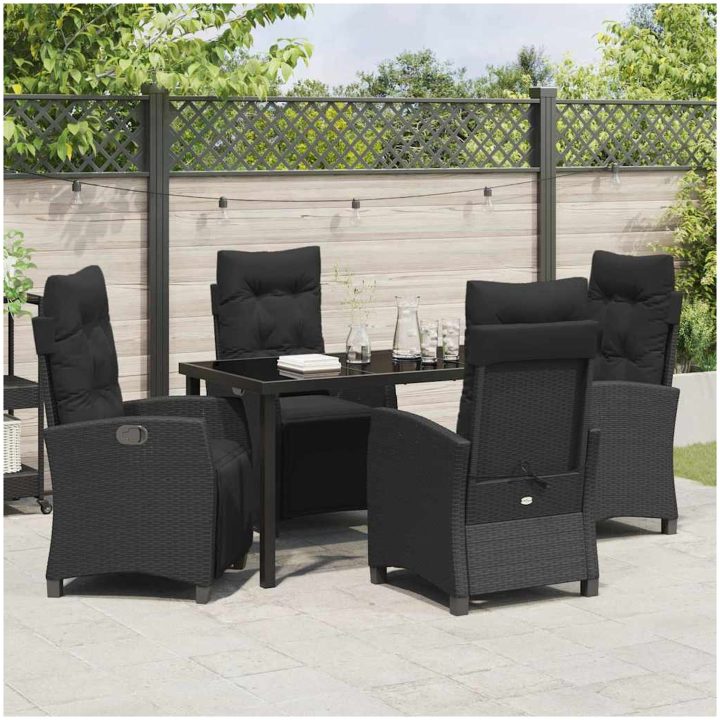 5 Delars Trädgårdsbordset Svart Poly Rattan vidaXL 57 x 66 x 93 cm – bild 4