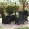 5 Delars Trädgårdsbordset Svart Poly Rattan vidaXL 57 x 66 x 93 cm – miniatyr 1