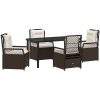 5 Delars Trädgårdsbordsset i Brun Poly Rattan vidaXL 140 x 80 x 73 cm – miniatyr 2