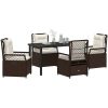 5 Delars Trädgårdsbordsset i Brun Poly Rattan vidaXL 140 x 80 x 73 cm – miniatyr 3