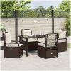 5 Delars Trädgårdsbordsset i Brun Poly Rattan vidaXL 140 x 80 x 73 cm – miniatyr 4