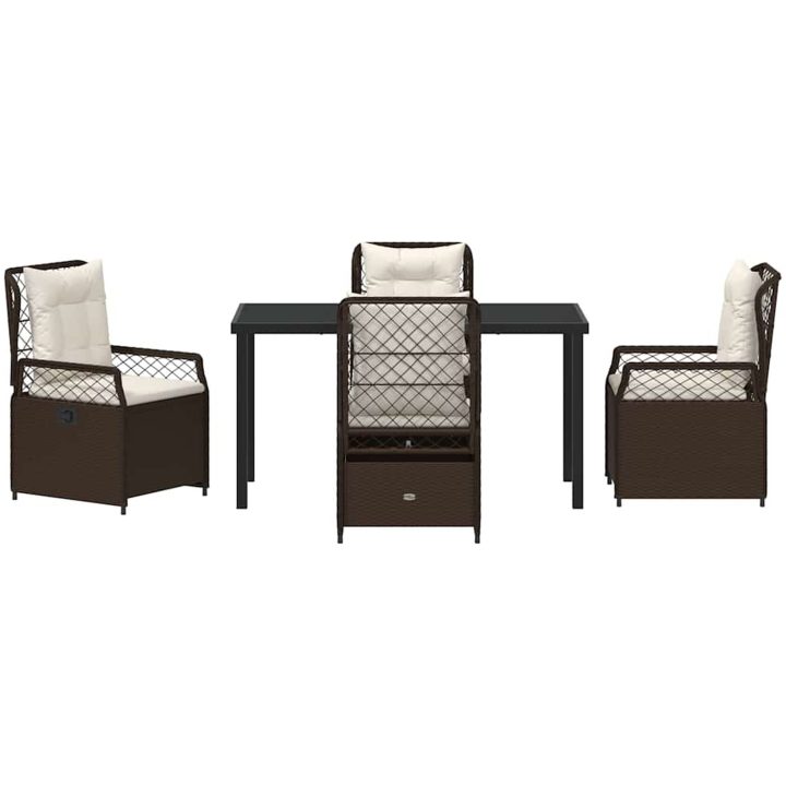 5 Delars Trädgårdsbordsset i Brun Poly Rattan vidaXL 140 x 80 x 73 cm – bild 7