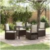 5 Delars Trädgårdsbordsset i Brun Poly Rattan vidaXL 140 x 80 x 73 cm – miniatyr 1