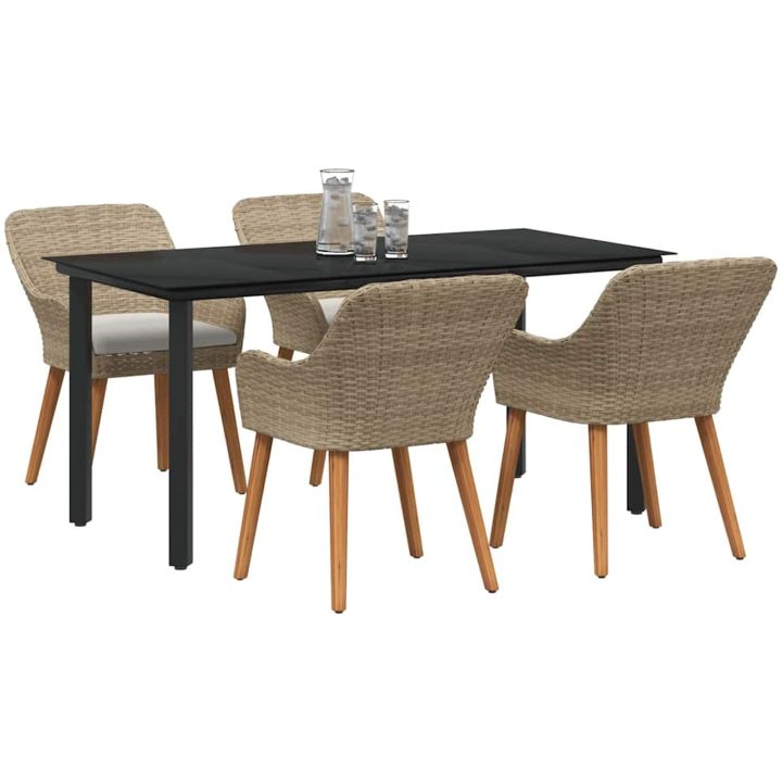 5-delars trädgårdsdatasätt beige polyrotting vidaXL 160 x 80 x 74 cm – bild 3