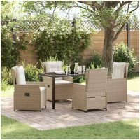 5 Delars Trädgårdsdining Set Beige Poly Rattan vidaXL