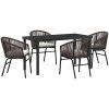 5-delars trädgårdsdining set - brun poly-rattan vidaXL 140 x 70 x 73 cm – miniatyr 2