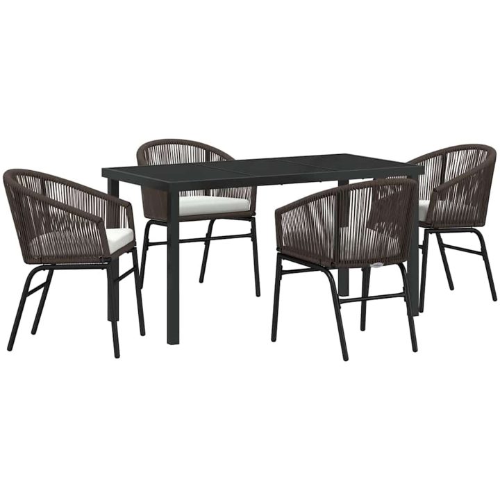 5-delars trädgårdsdining set - brun poly-rattan vidaXL 140 x 70 x 73 cm – bild 2