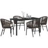 5-delars trädgårdsdining set - brun poly-rattan vidaXL 140 x 70 x 73 cm – miniatyr 3