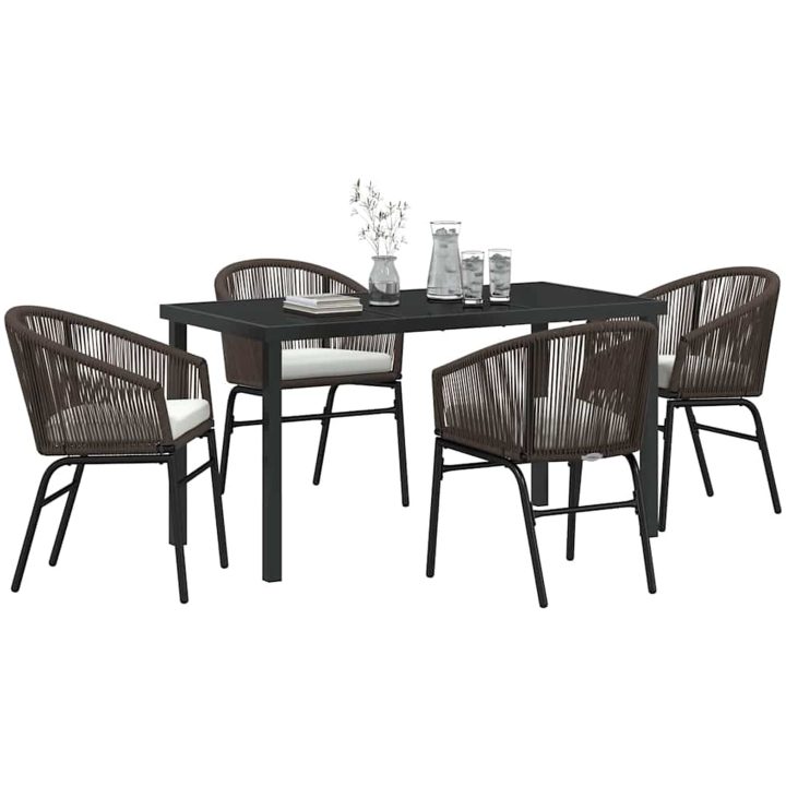 5-delars trädgårdsdining set - brun poly-rattan vidaXL 140 x 70 x 73 cm – bild 3