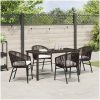 5-delars trädgårdsdining set - brun poly-rattan vidaXL 140 x 70 x 73 cm – miniatyr 4