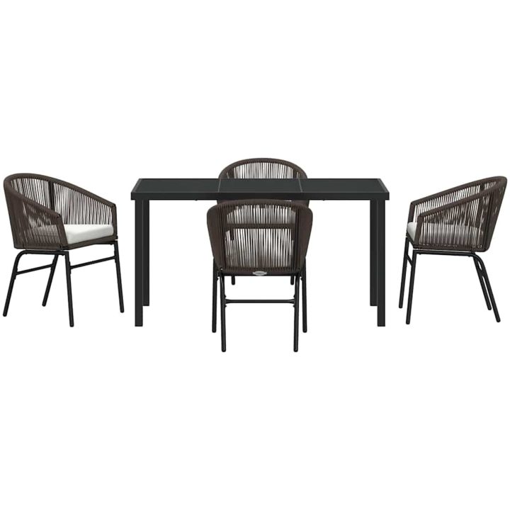 5-delars trädgårdsdining set - brun poly-rattan vidaXL 140 x 70 x 73 cm – bild 6