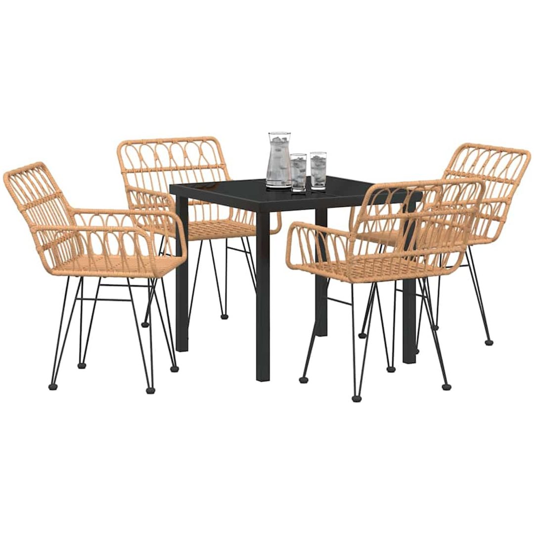 5 Delars Trädgårdsdining Set, Brun Poly Rattan vidaXL 80 x 80 x 73 cm – bild 3