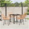 5 Delars Trädgårdsdining Set, Brun Poly Rattan vidaXL 80 x 80 x 73 cm – miniatyr 4