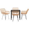 5 Delars Trädgårdsdining Set, Brun Poly Rattan vidaXL 80 x 80 x 73 cm – miniatyr 6