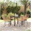 5 Delars Trädgårdsdining Set, Brun Poly Rattan vidaXL 80 x 80 x 73 cm – miniatyr 1