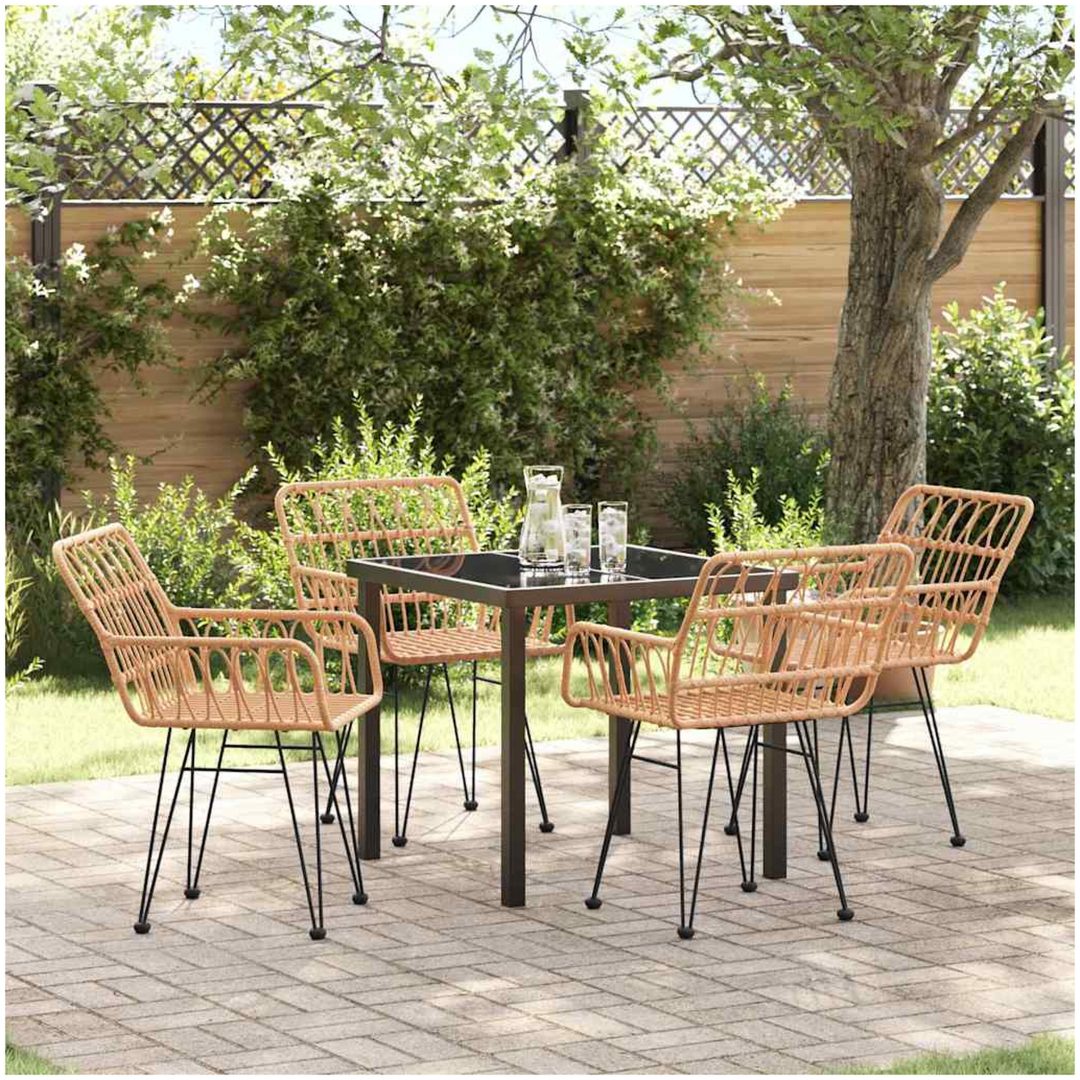 5 Delars Trädgårdsdining Set, Brun Poly Rattan vidaXL 80 x 80 x 73 cm