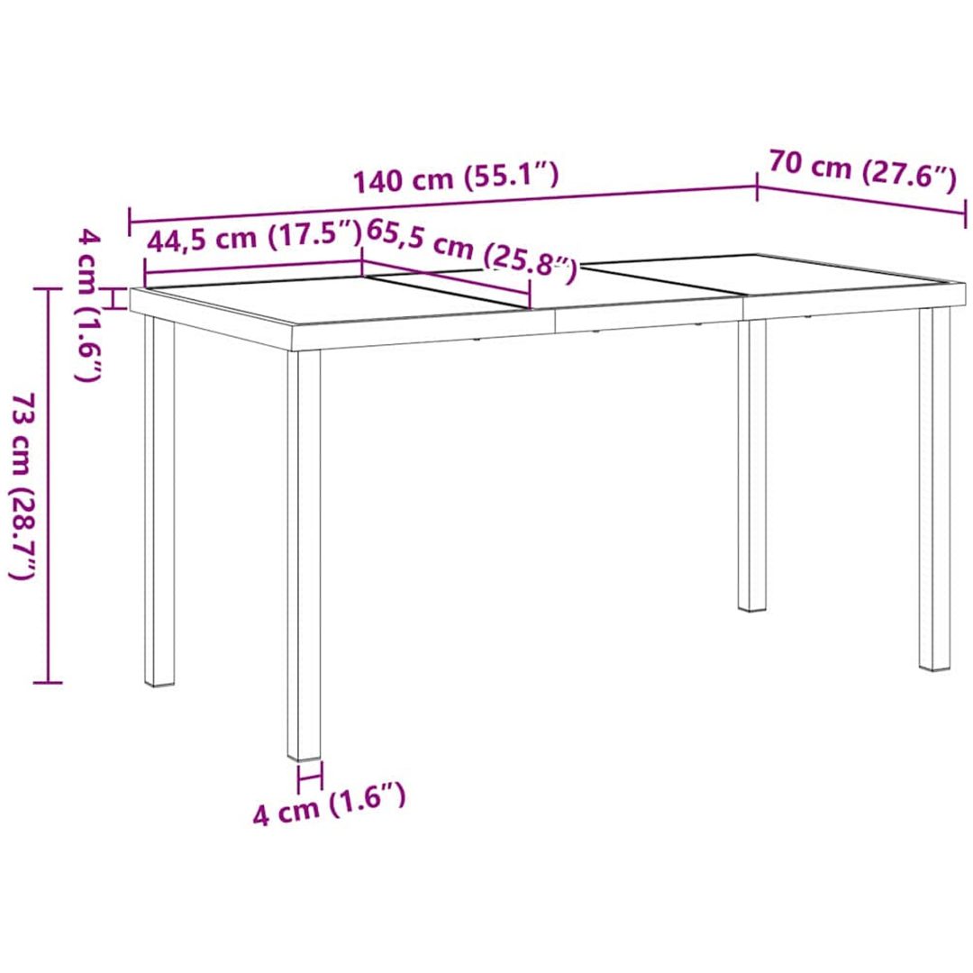 5 Delars Trädgårdsdining Set Grå Poly Rattan vidaXL 140 x 80 x 73 cm – bild 10