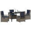 5 Delars Trädgårdsdining Set Grå Poly Rattan vidaXL 140 x 80 x 73 cm – miniatyr 3